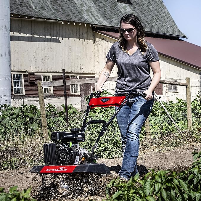 Earthquake 20015 Versa 2-in-1 Tiller Cultivator with a 99cc 4-Cycle Viper Engine, 2-in-1 Front Tine Tiller and Cultivator, Removable Side Shields and Outer Tines