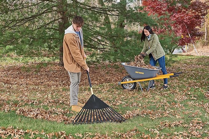 True Temper 20212011 Clog Free Leaf Rake with Hardwood/Steel Handle, 30 in. for Leaves, Grass, Clippings, Twigs, Pine Needles, Acorns, Debris,Black