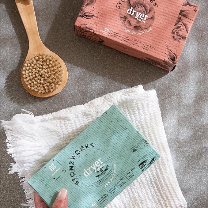 Grab Green Stoneworks Cruelty-Free Dryer Sheets | Softens Fabrics, Freshens Clothing & Reduces Static-Cling and Wrinkles | Plant Based | Birch Branch Scent (160 Sheets)