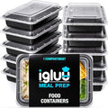 Igluu Meal Prep Containers Reusable (10 Pack) – Food Containers with Lids – Stackable, Microwave, Freezer & Dishwasher Safe – 28oz – 1 Compartment – BPA-Free