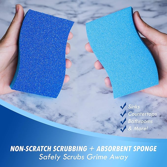 ELITRA Heavy Duty Scrubber Sponge With Hydrophilic Foam Technology - Blue - 24 Pack