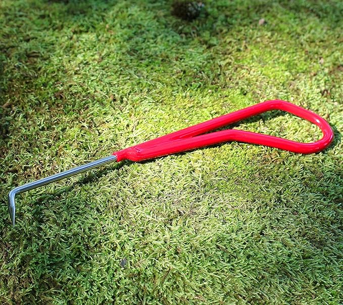 KAKURI Bonsai Root Hook, 8.6" Professional Bonsai Root Pick Tool, Japanese Stainless Steel, Red, Made in JAPAN