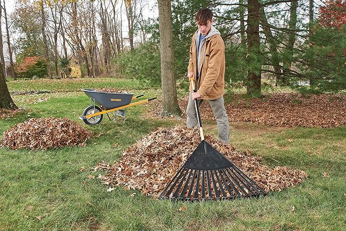 True Temper 20212011 Clog Free Leaf Rake with Hardwood/Steel Handle, 30 in. for Leaves, Grass, Clippings, Twigs, Pine Needles, Acorns, Debris,Black
