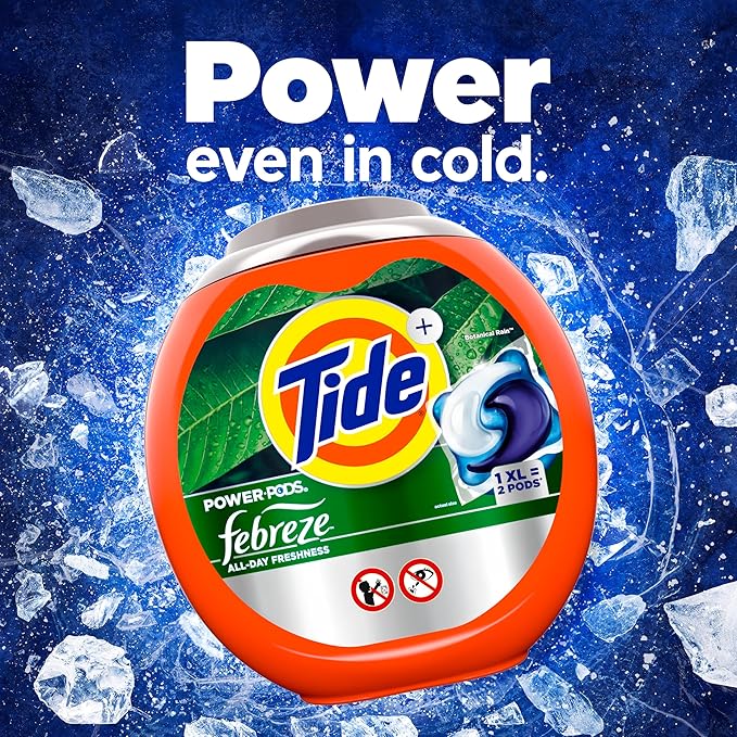 Tide Power Pods with Febreze Laundry Detergent Pacs, 45 Count, Botanical Rain Scent, All-Day Freshness