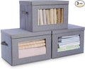 Citylife 3-Pack Collapsible Storage Bins with Lids, Linen Fabric Foldable Storage Boxes, Cube Closet Organization for Clothes, Blankets, Books, Gray