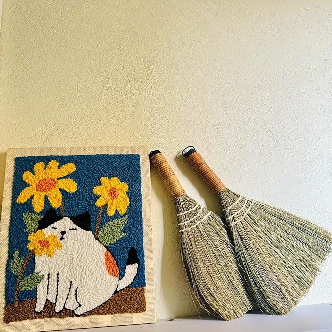 Set of 2 Brooms for Kid 12.6 inch- Vietnamese Natural Straw Soft Broom - Small Broom